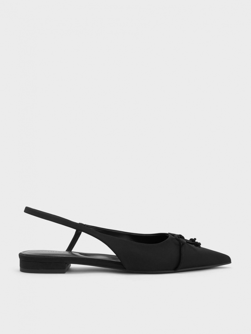 Παπουτσια Μπαλαρινεσ Charles And Keith Bow Pointed-toe Slingback μαυρα | 20473-GXPZ