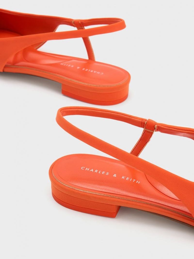 Παπουτσια Μπαλαρινεσ Charles And Keith Bow Pointed-toe Slingback πορτοκαλι | 52047-SAUV