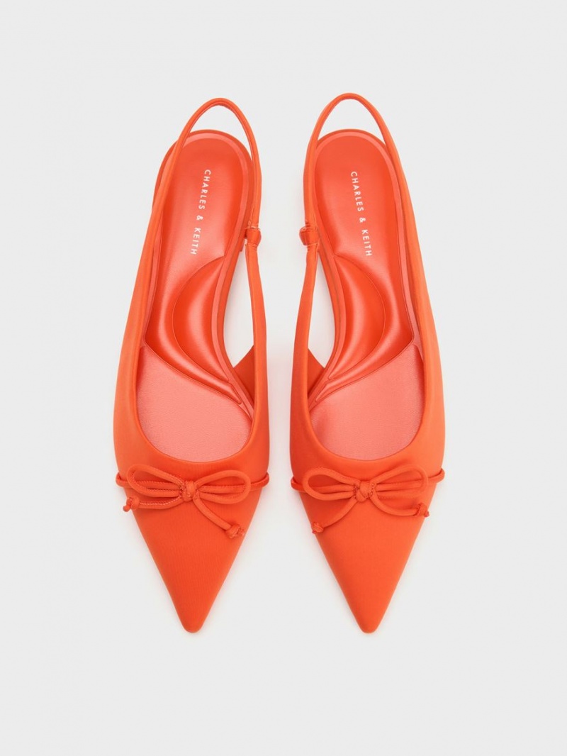 Παπουτσια Μπαλαρινεσ Charles And Keith Bow Pointed-toe Slingback πορτοκαλι | 52047-SAUV