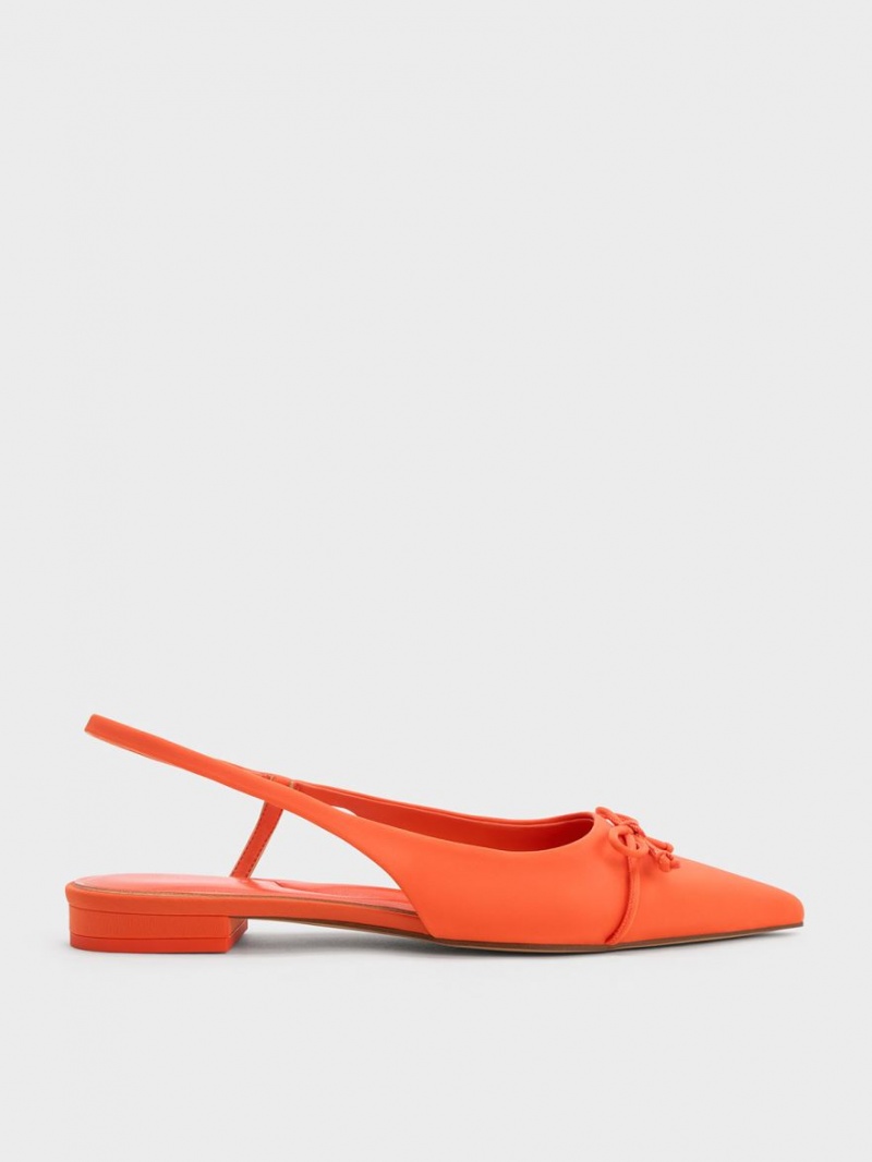 Παπουτσια Μπαλαρινεσ Charles And Keith Bow Pointed-toe Slingback πορτοκαλι | 52047-SAUV