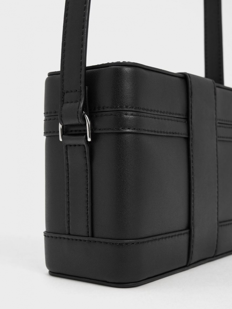 τσάντεσ χιαστί Charles And Keith Bronte Boxy μαυρα | 34162-YKTP