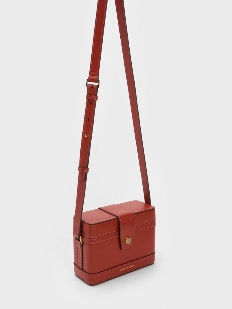 τσάντεσ χιαστί Charles And Keith Bronte Boxy σκούρο κοκκινα | 36487-JRUF
