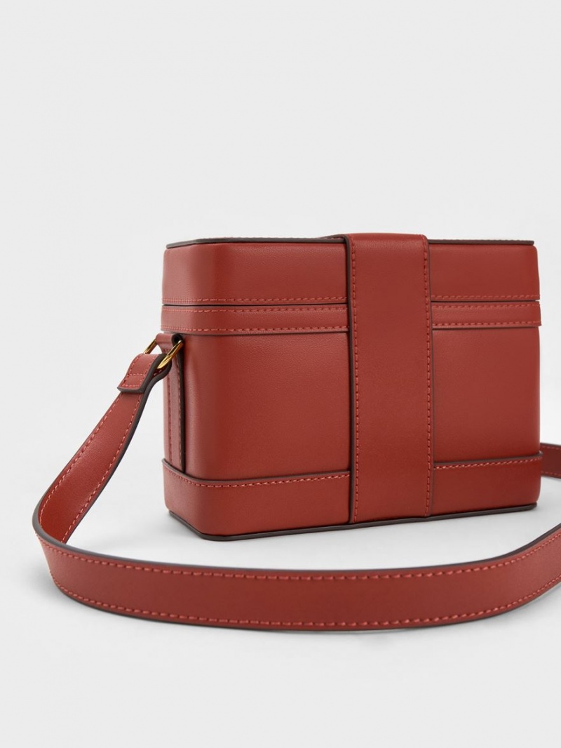 τσάντεσ χιαστί Charles And Keith Bronte Boxy σκούρο κοκκινα | 36487-JRUF