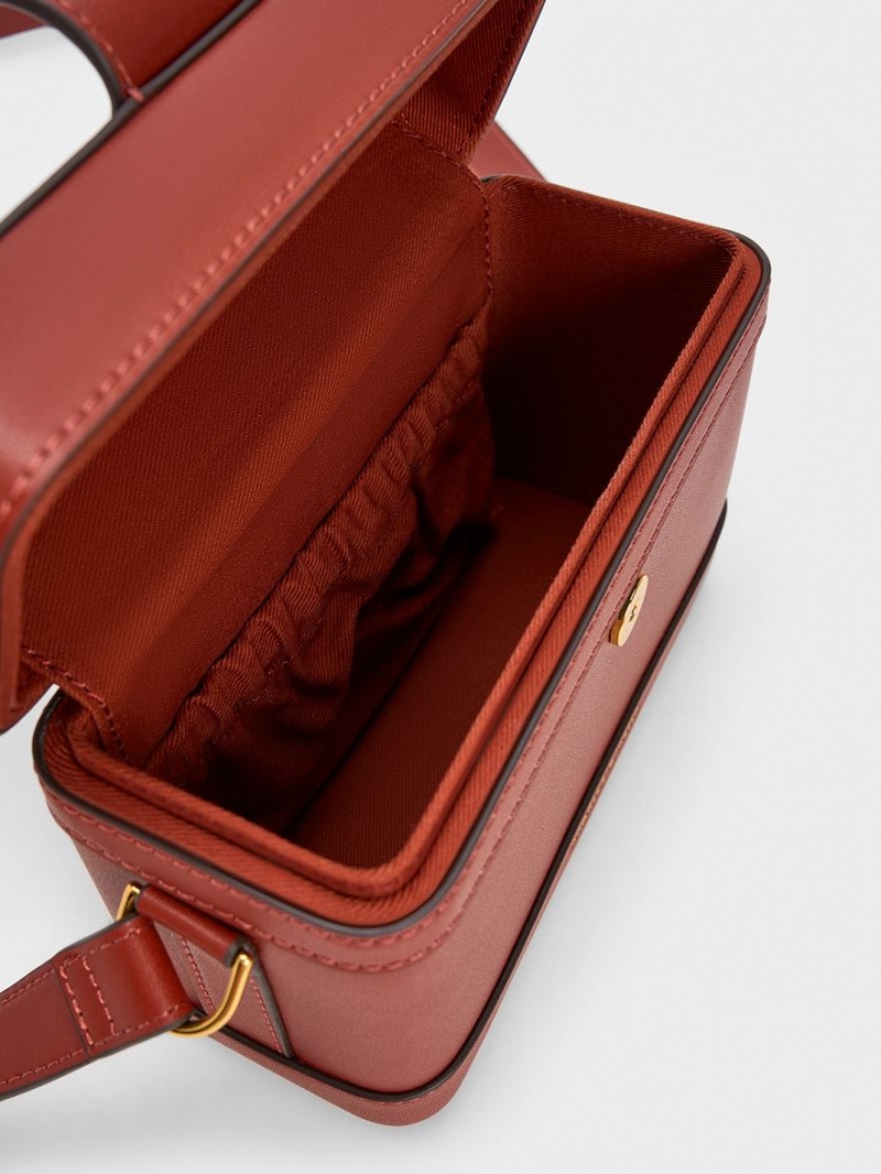τσάντεσ χιαστί Charles And Keith Bronte Boxy σκούρο κοκκινα | 36487-JRUF