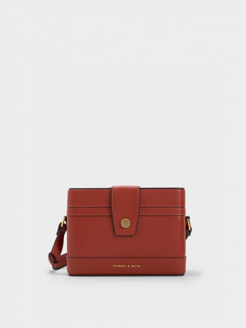 τσάντεσ χιαστί Charles And Keith Bronte Boxy σκούρο κοκκινα | 36487-JRUF