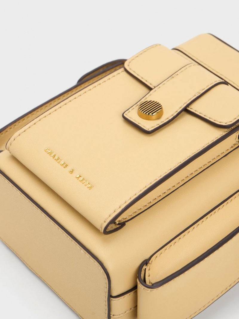 τσάντεσ χιαστί Charles And Keith Bronte Multi-Pocket Μπεζ | 85307-JUCN