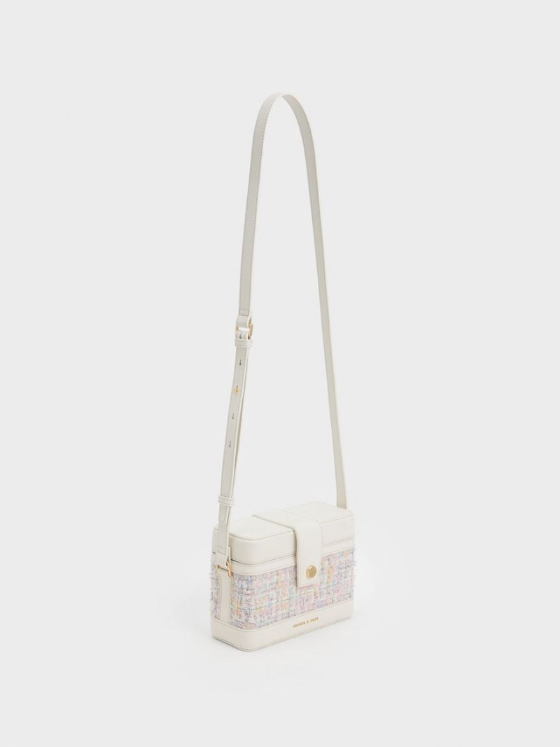 τσάντεσ χιαστί Charles And Keith Bronte Tweed Boxy ανοιχτο ροζ | 31750-TYNX