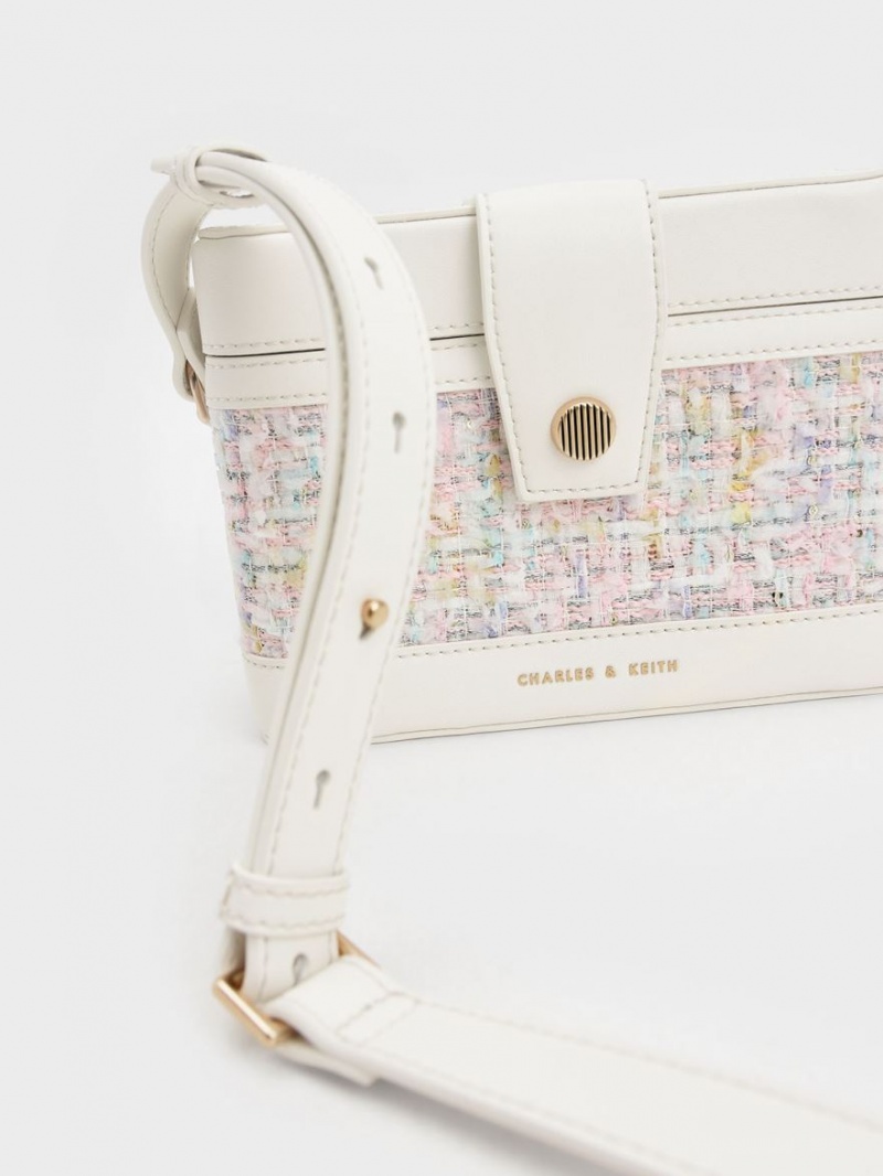 τσάντεσ χιαστί Charles And Keith Bronte Tweed Boxy ανοιχτο ροζ | 31750-TYNX