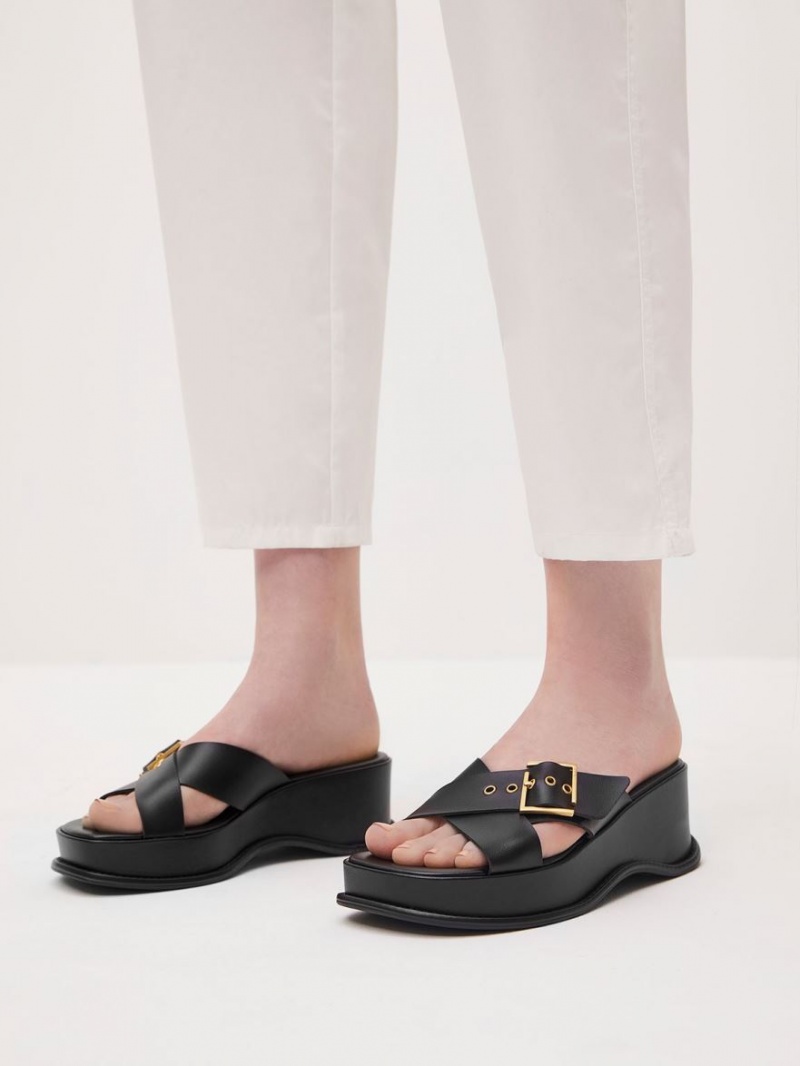 Πεδιλα Πλατφορμεσ Charles And Keith Buckled Crossover μαυρα | 32840-SXGM