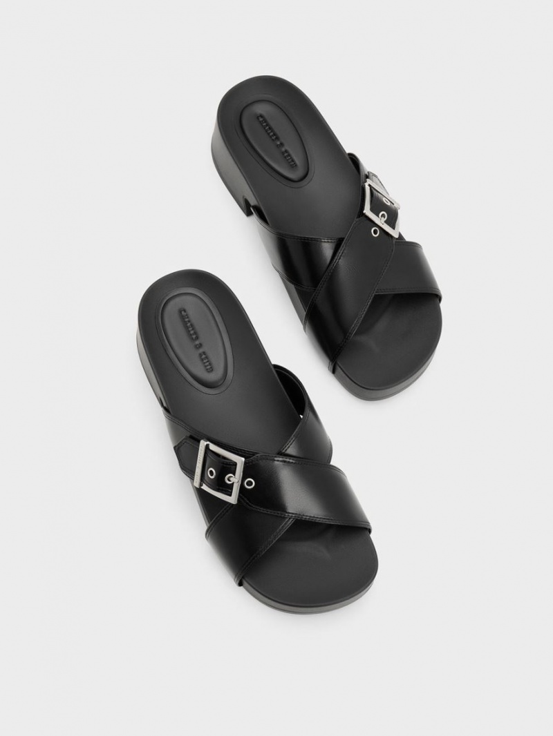 Πεδιλα Πλατφορμεσ Charles And Keith Buckled Crossover μαυρα | 31720-DKMQ