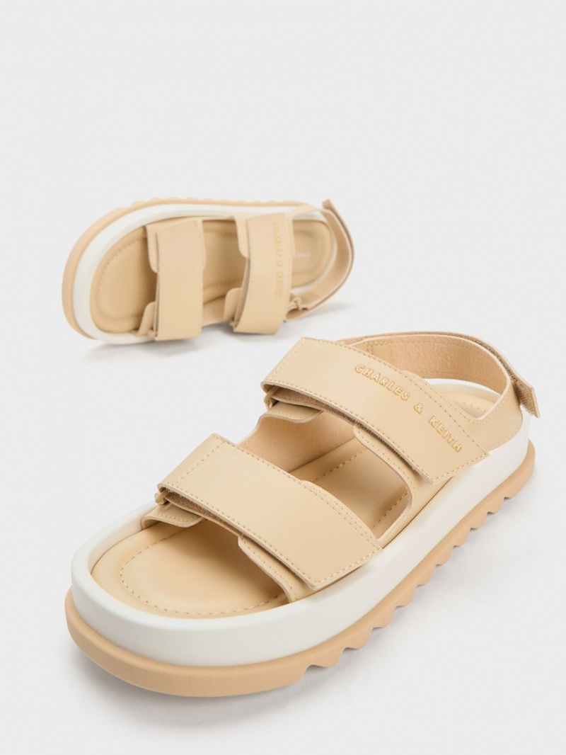 Πεδιλα Πλατφορμεσ Charles And Keith Buckled Sports Μπεζ | 10275-LZWT