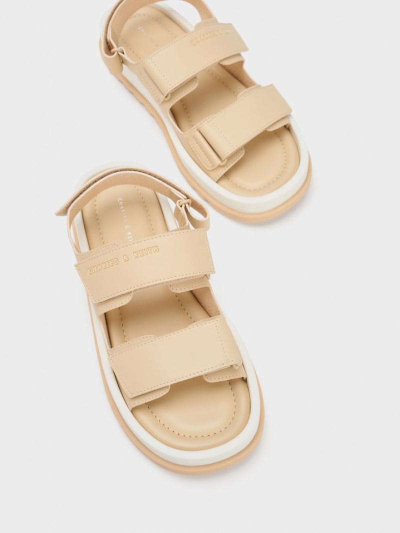 Πεδιλα Πλατφορμεσ Charles And Keith Buckled Sports Μπεζ | 10275-LZWT