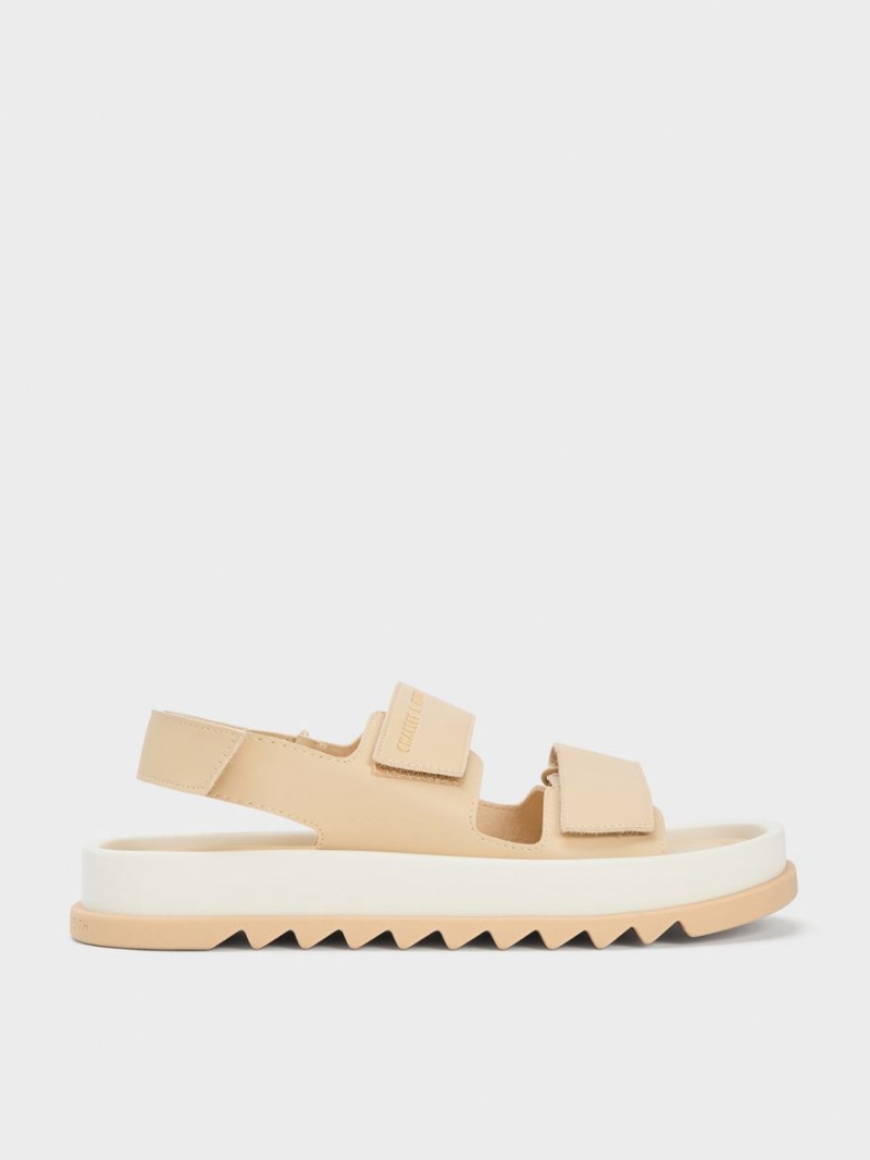 Πεδιλα Πλατφορμεσ Charles And Keith Buckled Sports Μπεζ | 10275-LZWT