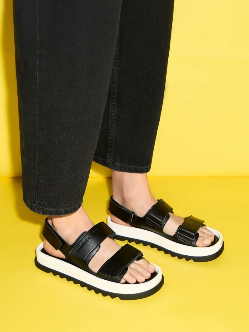 Πεδιλα Πλατφορμεσ Charles And Keith Buckled Sports μαυρα | 26530-UFVH