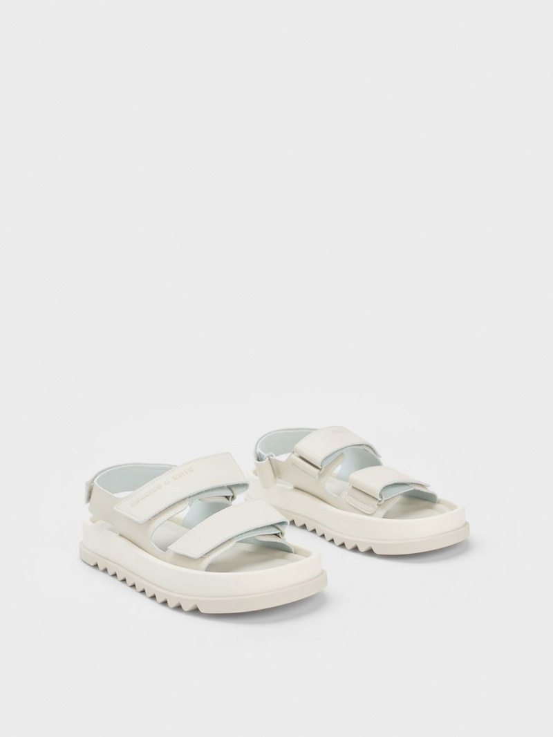 Πεδιλα Πλατφορμεσ Charles And Keith Buckled Sports ασπρα | 95703-QIBS