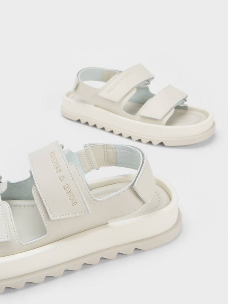 Πεδιλα Πλατφορμεσ Charles And Keith Buckled Sports ασπρα | 95703-QIBS
