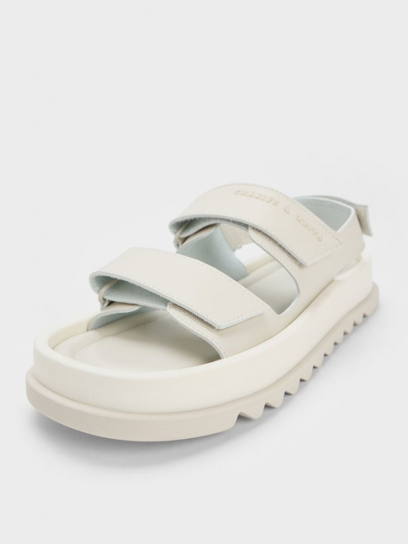 Πεδιλα Πλατφορμεσ Charles And Keith Buckled Sports ασπρα | 95703-QIBS