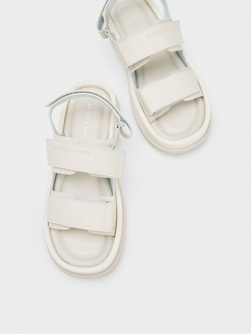 Πεδιλα Πλατφορμεσ Charles And Keith Buckled Sports ασπρα | 95703-QIBS