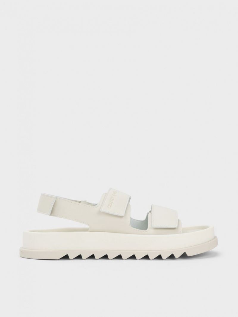 Πεδιλα Πλατφορμεσ Charles And Keith Buckled Sports ασπρα | 95703-QIBS