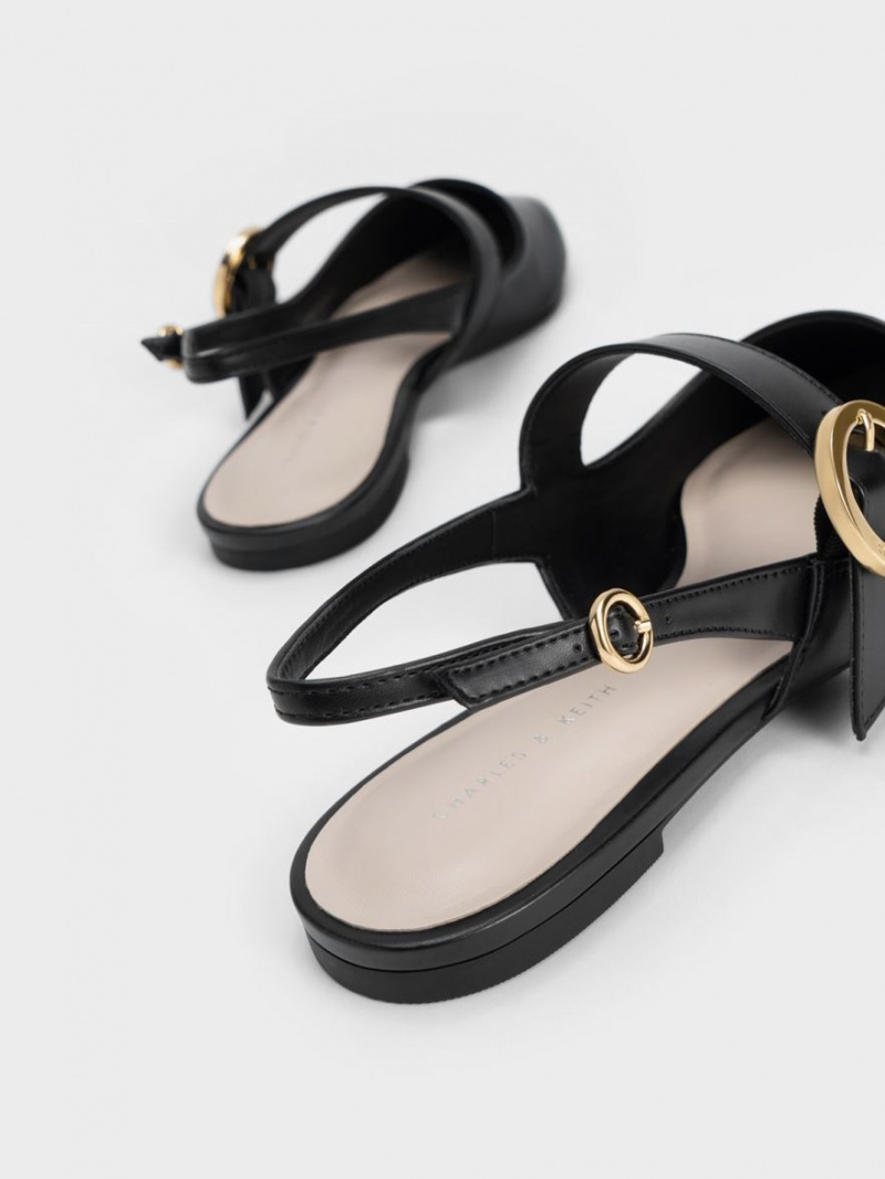 Παπουτσια Μπαλαρινεσ Charles And Keith Buckled λουρακια Slingback μαυρα | 59728-OSXJ