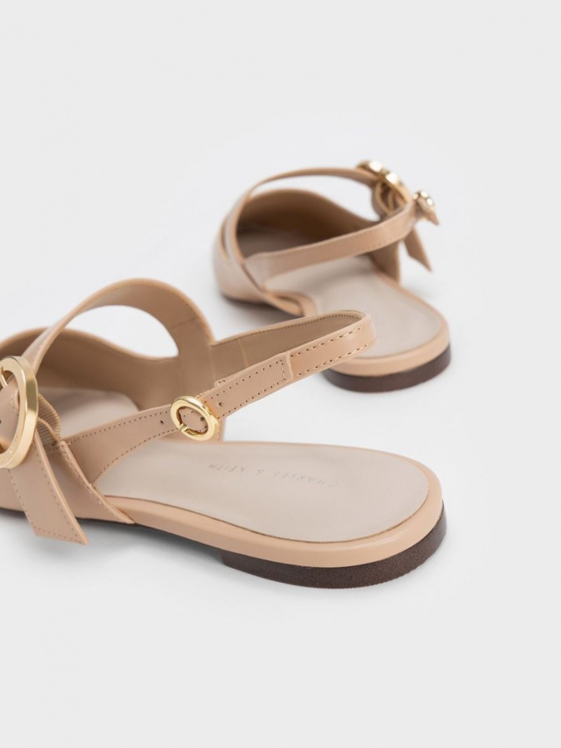 Παπουτσια Μπαλαρινεσ Charles And Keith Buckled λουρακια Slingback Μπεζ | 08914-BHTN