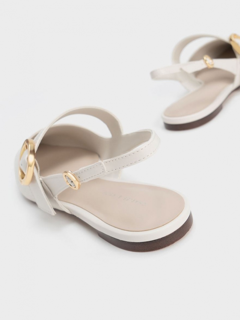 Παπουτσια Μπαλαρινεσ Charles And Keith Buckled λουρακια Slingback ασπρα | 43679-VXQR