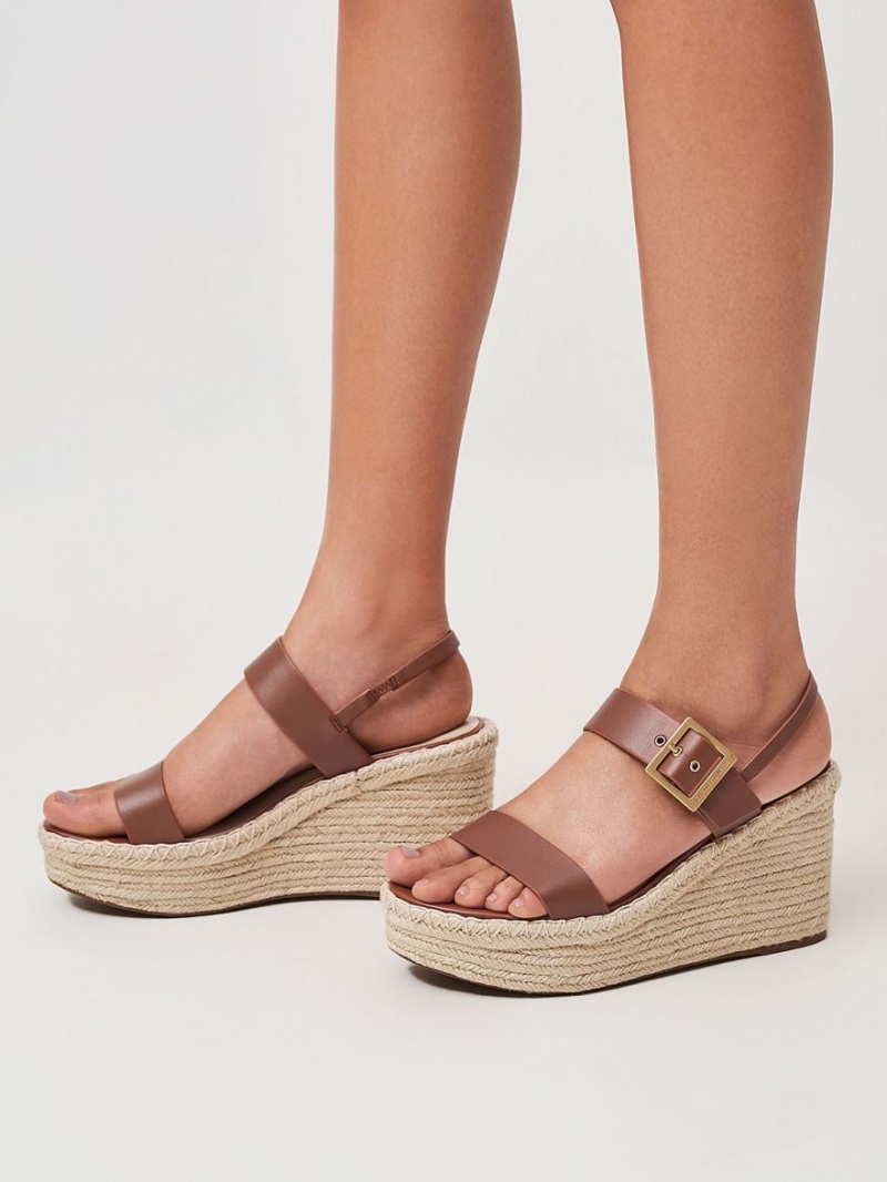 παπουτσια πλατφορμα Charles And Keith Buckled εσπαντριγιεσ καφε | 19307-EOJT