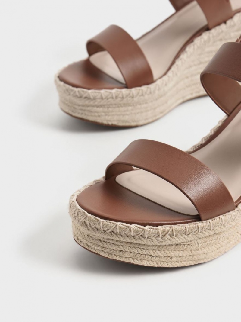 παπουτσια πλατφορμα Charles And Keith Buckled εσπαντριγιεσ καφε | 19307-EOJT