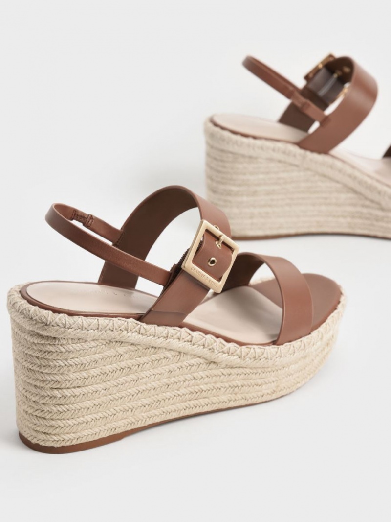 παπουτσια πλατφορμα Charles And Keith Buckled εσπαντριγιεσ καφε | 19307-EOJT