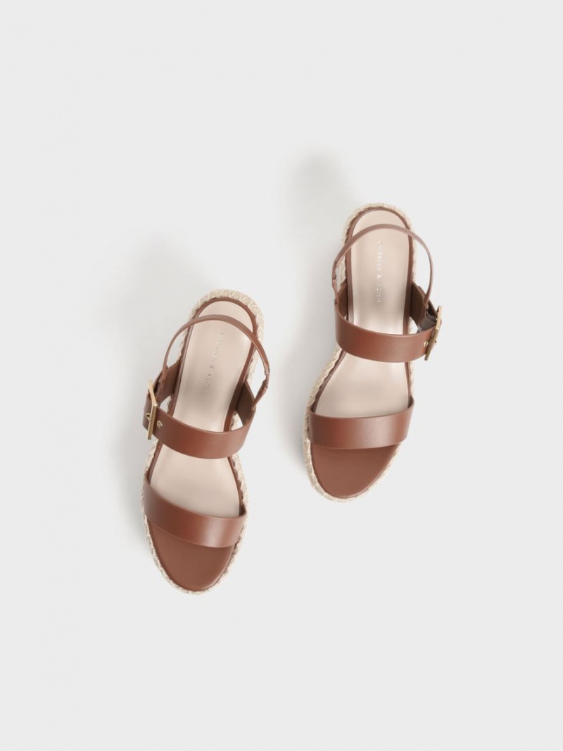 παπουτσια πλατφορμα Charles And Keith Buckled εσπαντριγιεσ καφε | 19307-EOJT