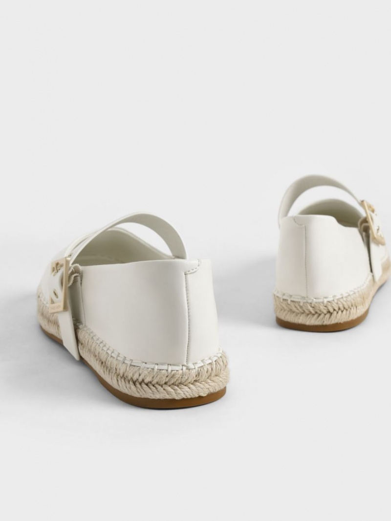 Παπουτσια Μπαλαρινεσ Charles And Keith Buckled εσπαντριγιεσ ασπρα | 27539-RYUV