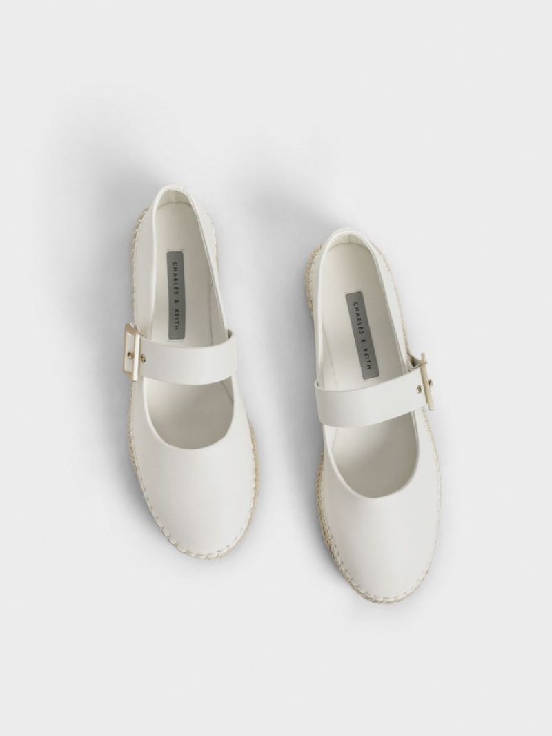 Παπουτσια Μπαλαρινεσ Charles And Keith Buckled εσπαντριγιεσ ασπρα | 27539-RYUV