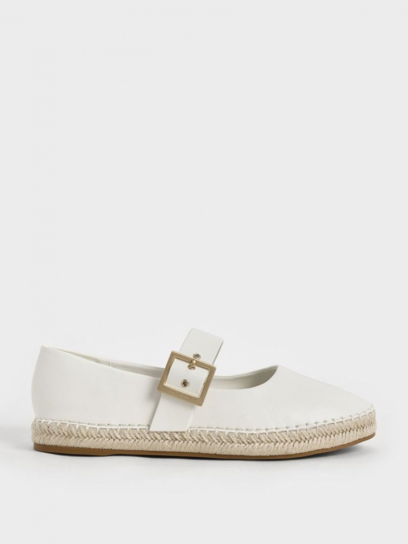 Παπουτσια Μπαλαρινεσ Charles And Keith Buckled εσπαντριγιεσ ασπρα | 27539-RYUV