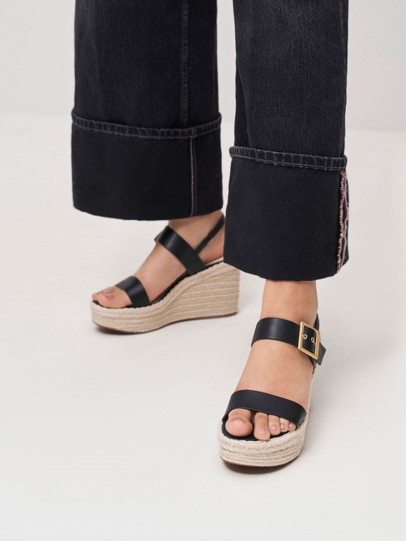 παπουτσια πλατφορμα Charles And Keith Buckled εσπαντριγιεσ μαυρα | 38017-ALOH