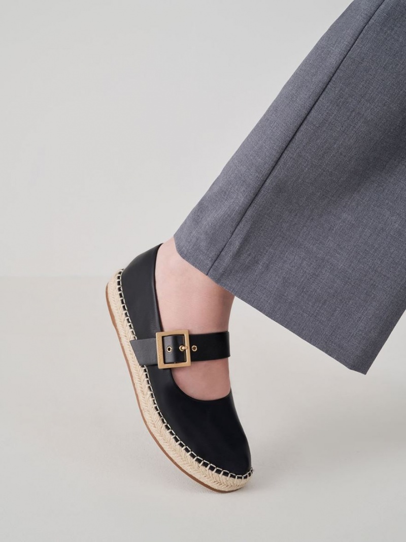 Παπουτσια Μπαλαρινεσ Charles And Keith Buckled εσπαντριγιεσ μαυρα | 65097-EGRQ