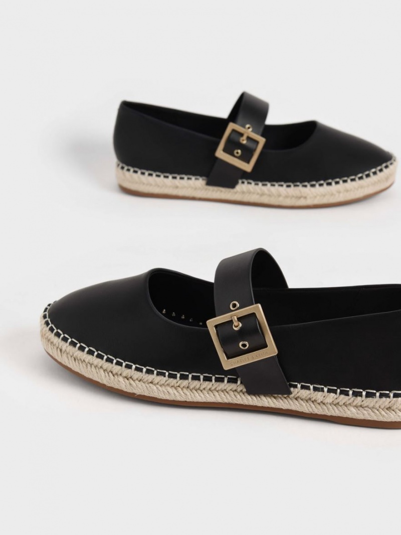 Παπουτσια Μπαλαρινεσ Charles And Keith Buckled εσπαντριγιεσ μαυρα | 65097-EGRQ