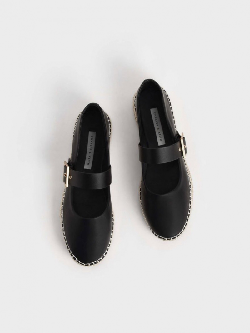 Παπουτσια Μπαλαρινεσ Charles And Keith Buckled εσπαντριγιεσ μαυρα | 65097-EGRQ