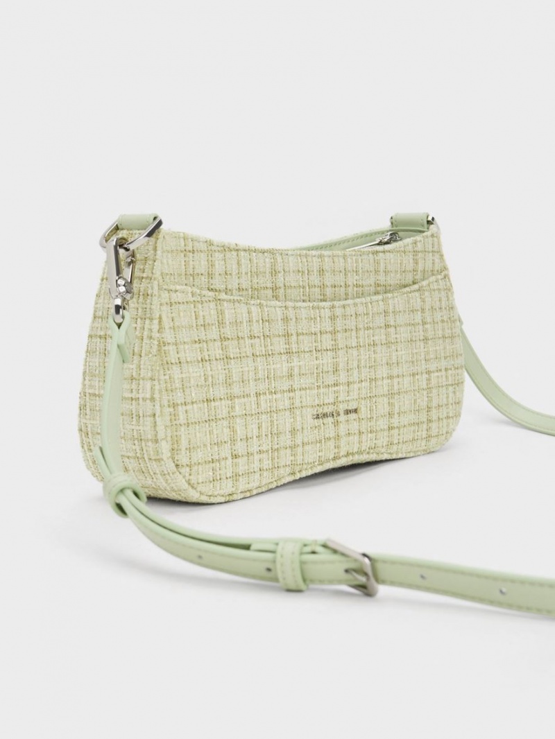 τσάντεσ ώμου Charles And Keith Bunny Tweed πρασινο | 09125-AIZJ
