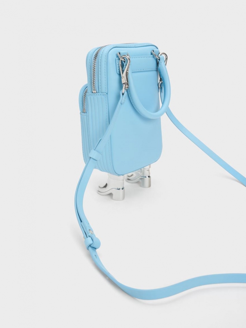 τσάντεσ χιαστί Charles And Keith Calliope Double Pocket ανοιχτο μπλε | 59168-RKWQ