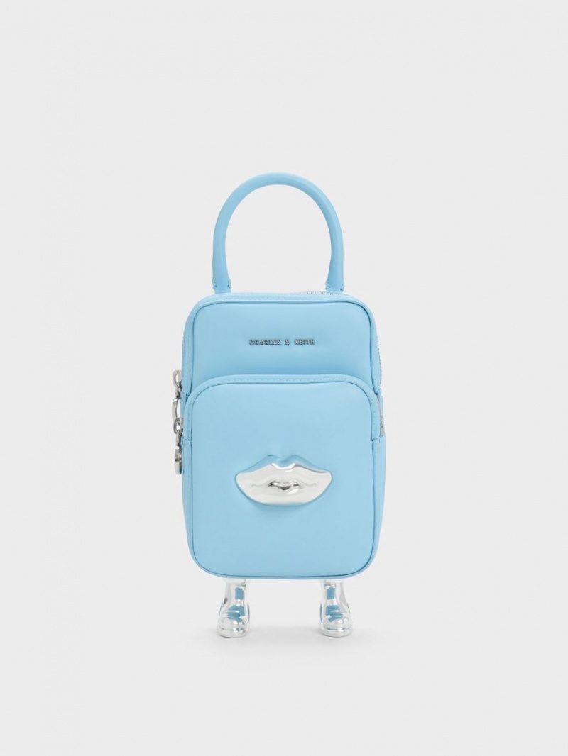 τσάντεσ χιαστί Charles And Keith Calliope Double Pocket ανοιχτο μπλε | 59168-RKWQ