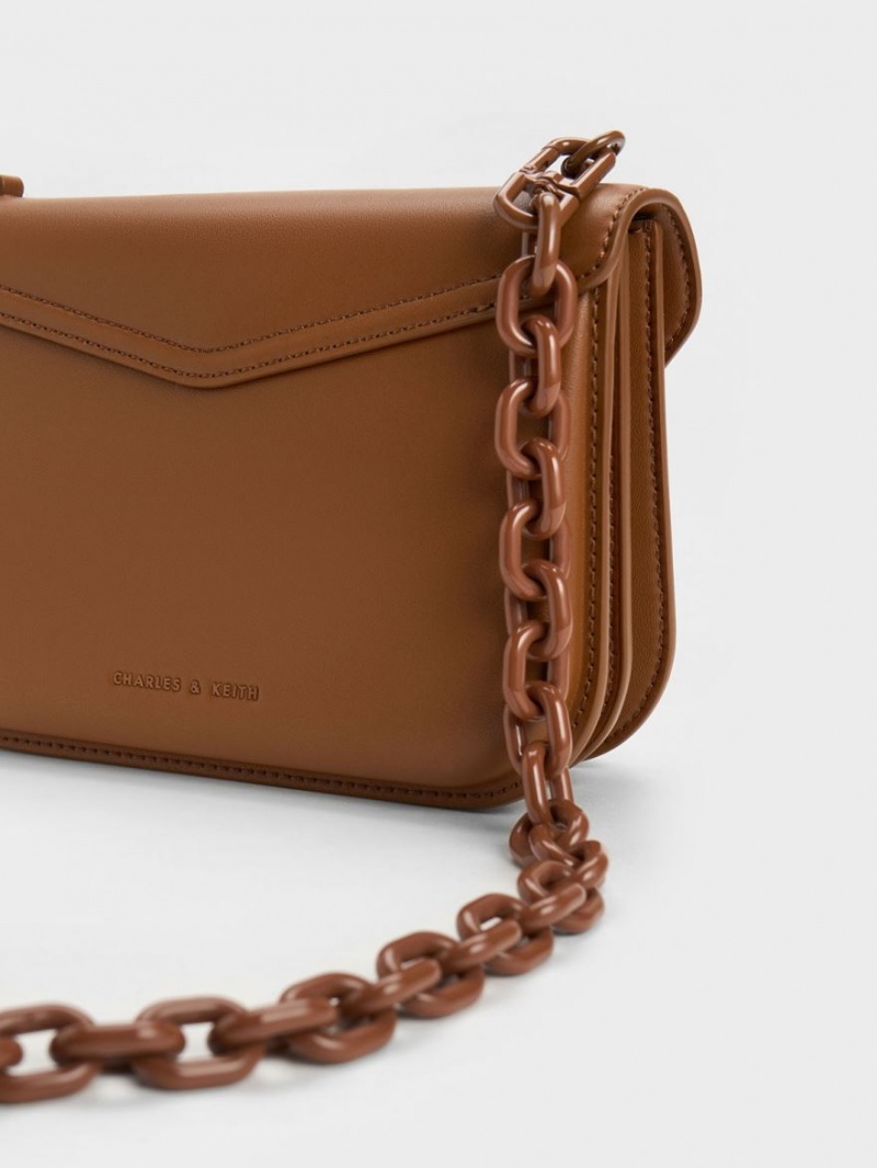 τσάντεσ χιαστί Charles And Keith Camelia Envelope σοκολάτα | 35980-ZGSQ