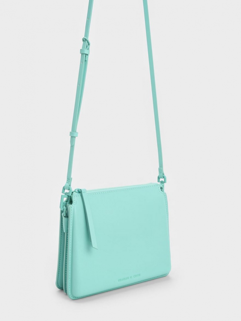 τσάντεσ χιαστί Charles And Keith Camelia Trapeze τυρκουάζ | 26851-EWID