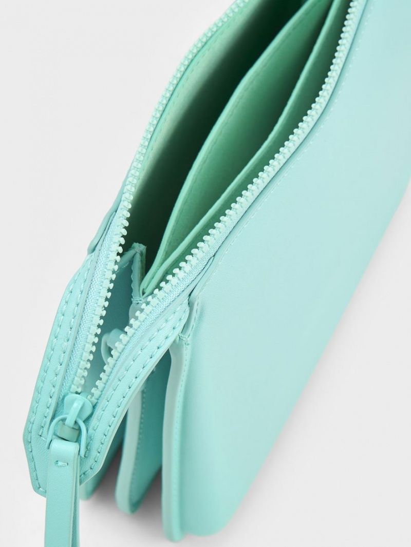 τσάντεσ χιαστί Charles And Keith Camelia Trapeze τυρκουάζ | 26851-EWID