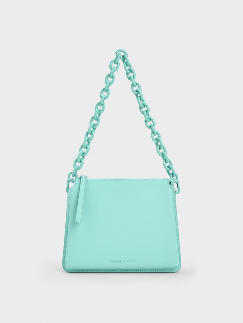 τσάντεσ χιαστί Charles And Keith Camelia Trapeze τυρκουάζ | 26851-EWID