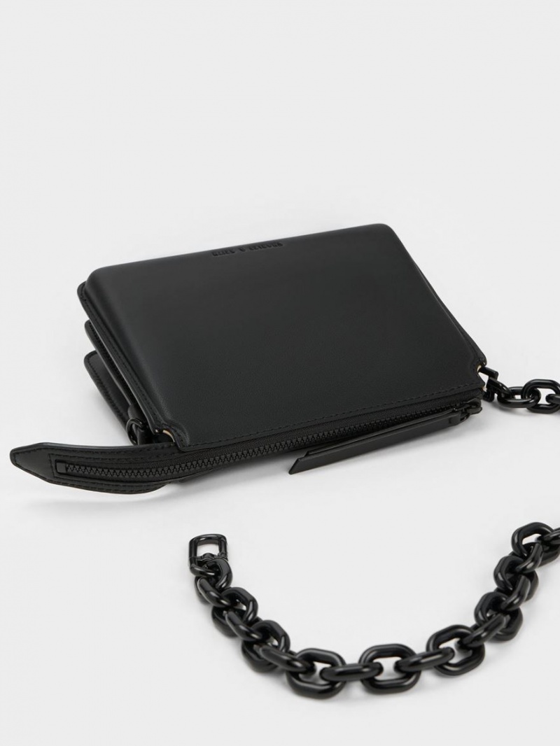 τσάντεσ χιαστί Charles And Keith Camelia Trapeze μαυρα | 86427-WAMP
