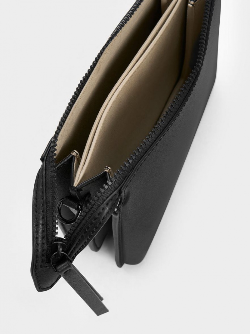 τσάντεσ χιαστί Charles And Keith Camelia Trapeze μαυρα | 86427-WAMP