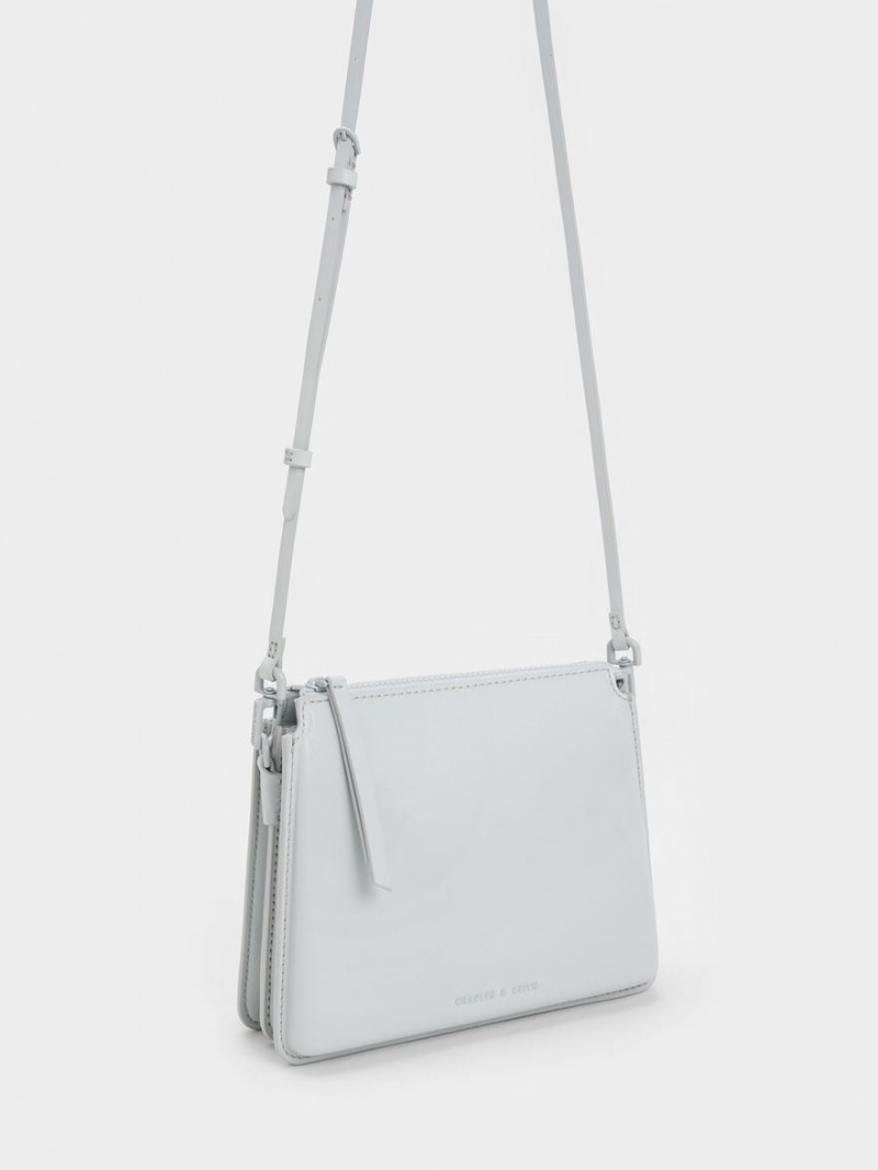 τσάντεσ χιαστί Charles And Keith Camelia Trapeze ανοιχτο γκρι | 32901-AWBM