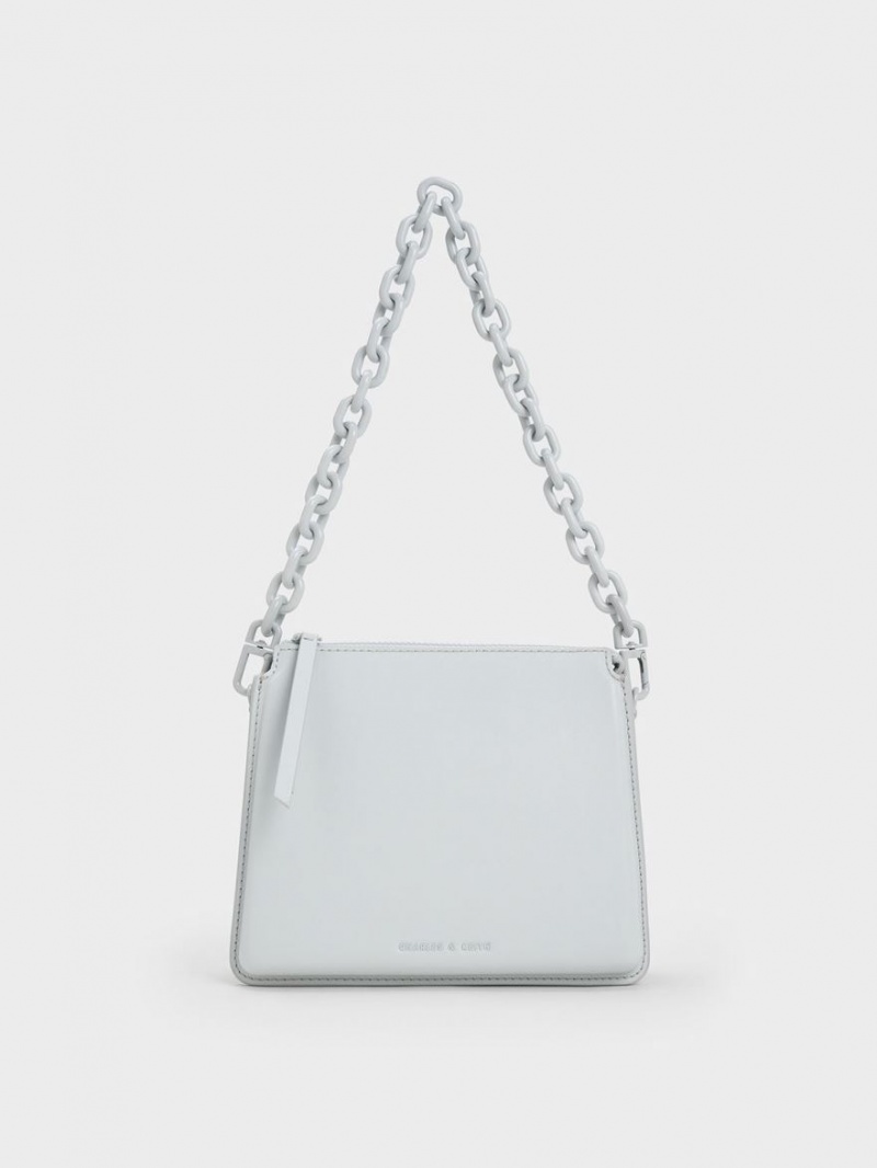 τσάντεσ χιαστί Charles And Keith Camelia Trapeze ανοιχτο γκρι | 32901-AWBM