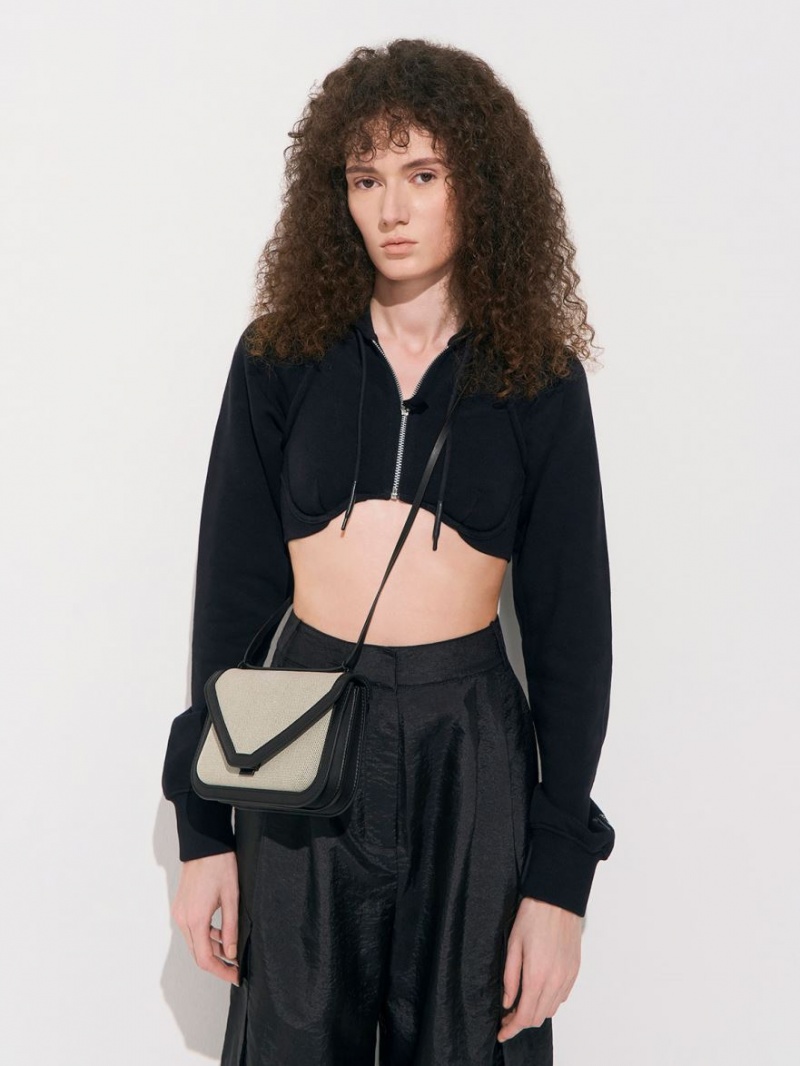 τσάντεσ χιαστί Charles And Keith Camelia καμβα Envelope Μπεζ | 68751-DELN