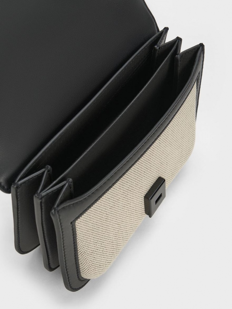 τσάντεσ χιαστί Charles And Keith Camelia καμβα Envelope Μπεζ | 68751-DELN